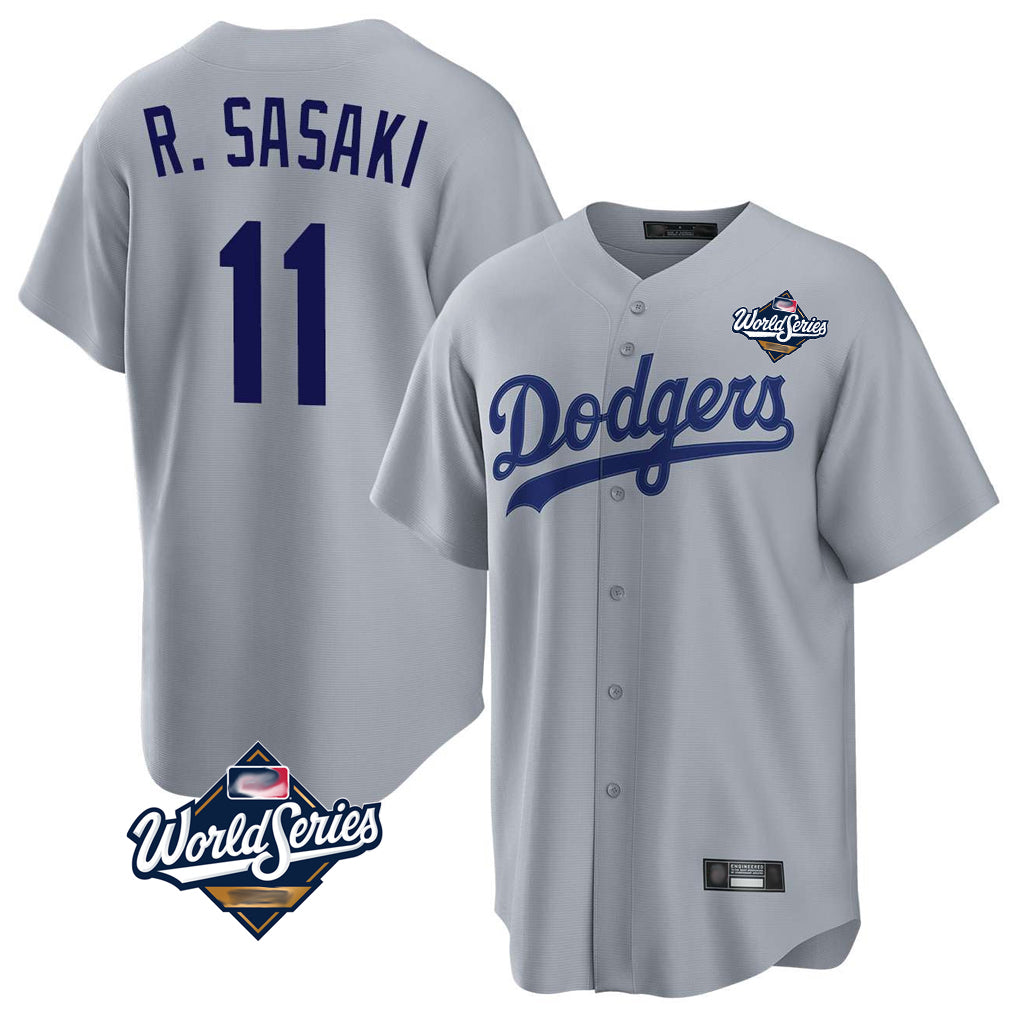 Tlead LA.Dodgers #11 Roki Sasaki Player Gray World Series Game Stitched Jerseys