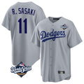 Tlead LA.Dodgers #11 Roki Sasaki Player Gray World Series Game Stitched Jerseys