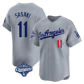 Tlead LA.Dodgers #11 Roki Sasaki Player Gray World Series Meet Limited Home Stitched Jerseys