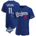 Tlead LA.Dodgers #11 Roki Sasaki Player Royal World Series Meet Limited Elite Home Stitched Jerseys
