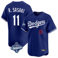 Tlead LA.Dodgers #11 Roki Sasaki Player Royal World Series Meet Limited Home Stitched Jerseys