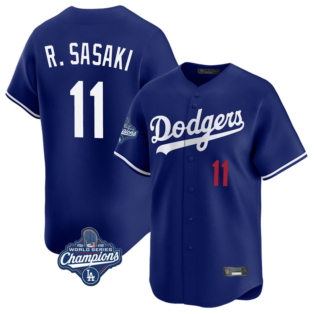Tlead LA.Dodgers #11 Roki Sasaki Player Royal World Series Meet Limited Home Stitched Jerseys