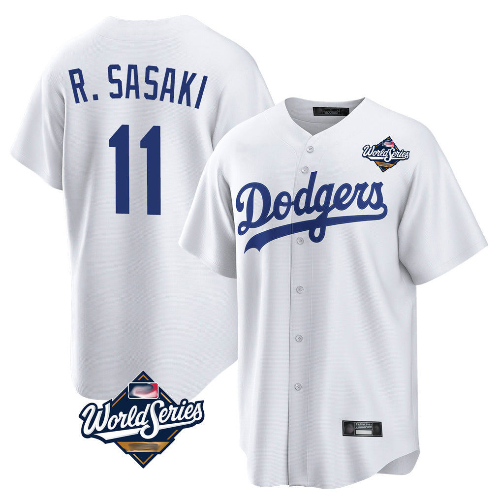 Tlead LA.Dodgers #11 Roki Sasaki Player White World Series Game Home Stitched Jerseys