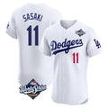 Tlead LA.Dodgers #11 Roki Sasaki Player White World Series Limited Elite Home Stitched Jerseys