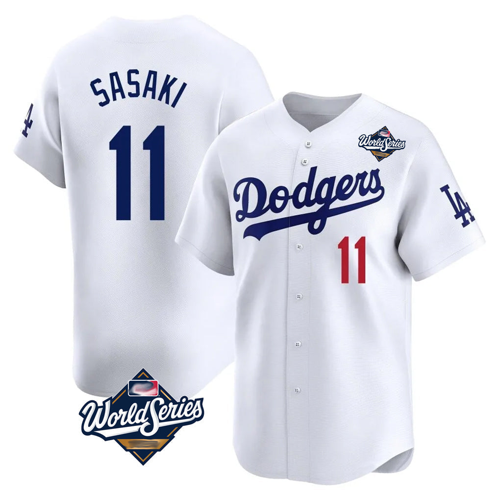 Tlead LA.Dodgers #11 Roki Sasaki Player White World Series Limited Home Stitched Jerseys