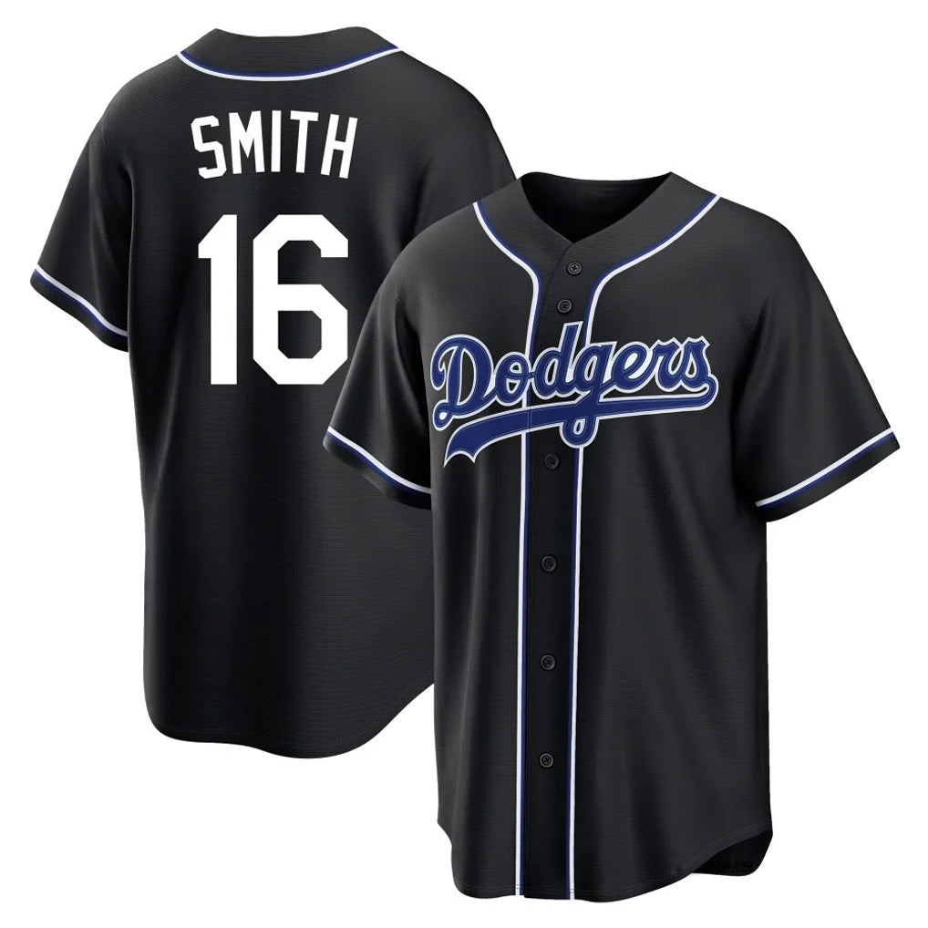 Tlead LA.Dodgers #16 Will Smith Player Black Carbon Limited Home Stitched Jerseys