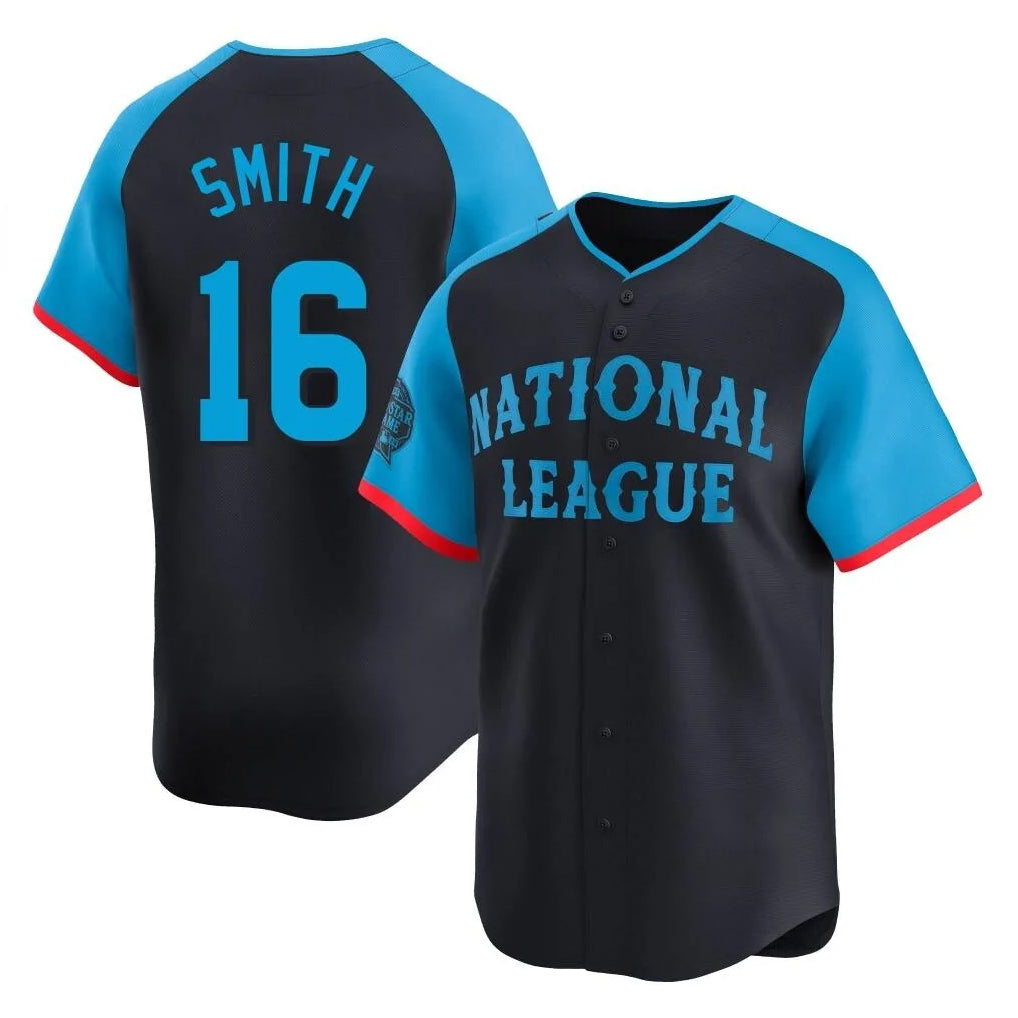 Tlead LA.Dodgers #16 Will Smith Player Black National League All-Star Limited Home Stitched Jerseys