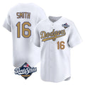 Tlead LA.Dodgers #16 Will Smith Player Gold World Series Collection Limited Home Stitched Jerseys