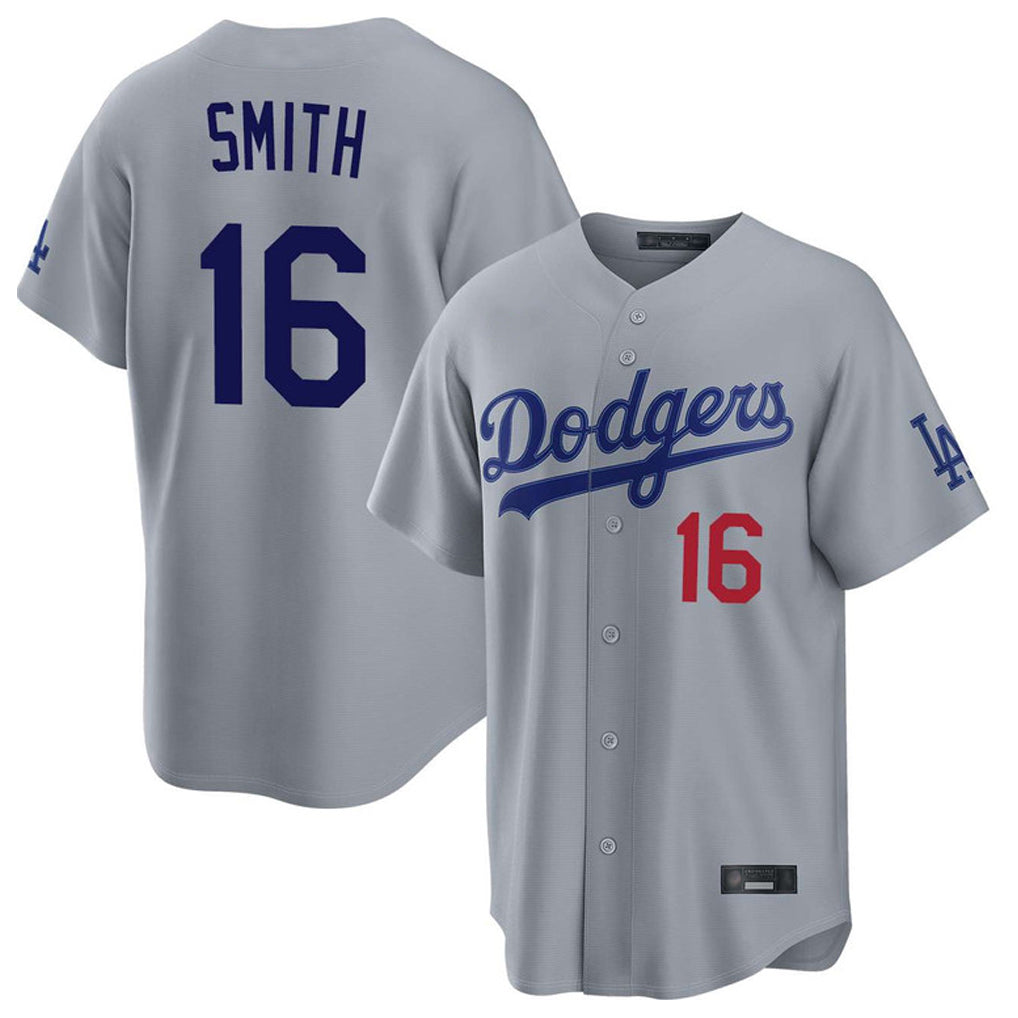 Tlead LA.Dodgers #16 Will Smith Player Gray Game Home Stitched Jerseys