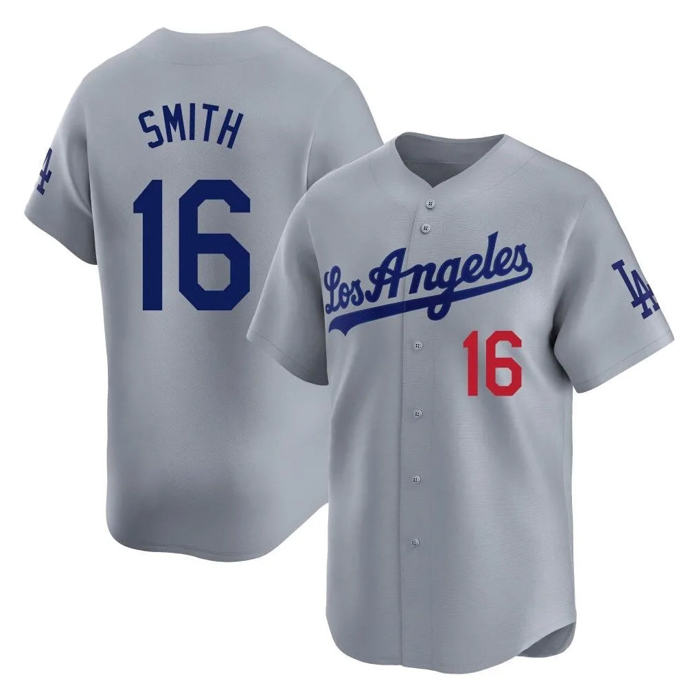 Tlead LA.Dodgers #16 Will Smith Player Gray Limited Home Stitched Jerseys