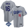 Tlead LA.Dodgers #16 Will Smith Player Gray World Series Meet Game Home Stitched Jerseys