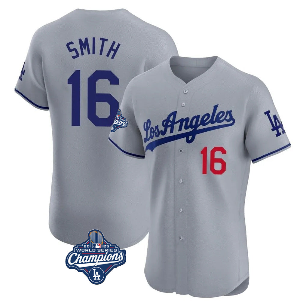 Tlead LA.Dodgers #16 Will Smith Player Gray World Series Meet Limited Elite Home Stitched Jerseys