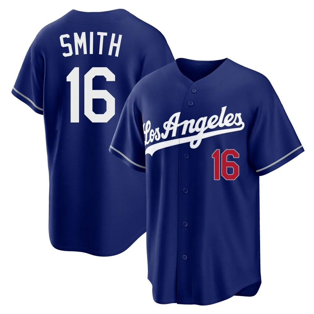 Tlead LA.Dodgers #16 Will Smith Player Royal Game Home Stitched Jerseys