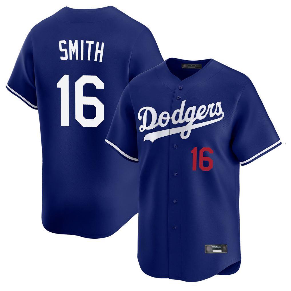 Tlead LA.Dodgers #16 Will Smith Player Royal Limited Home Stitched Jerseys