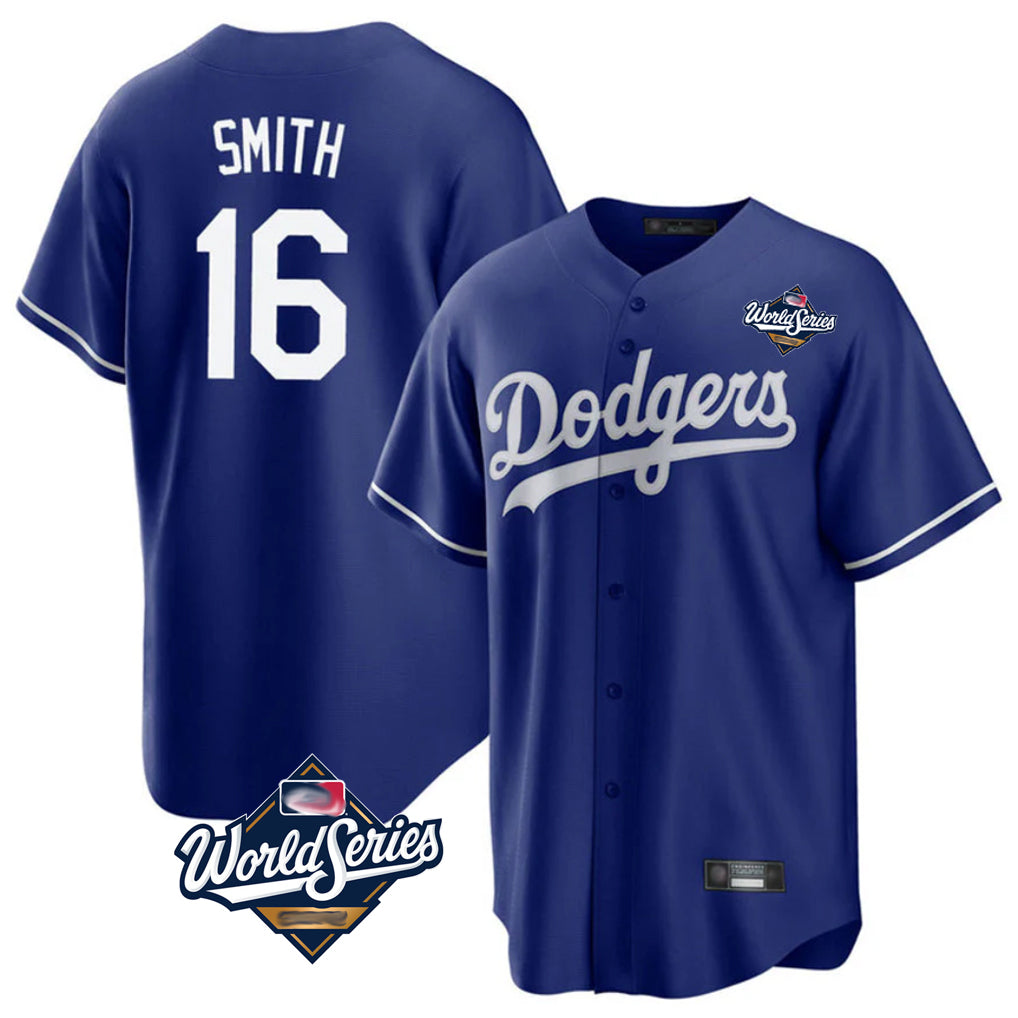Tlead LA.Dodgers #16 Will Smith Player Royal World Series Game Stitched Jerseys