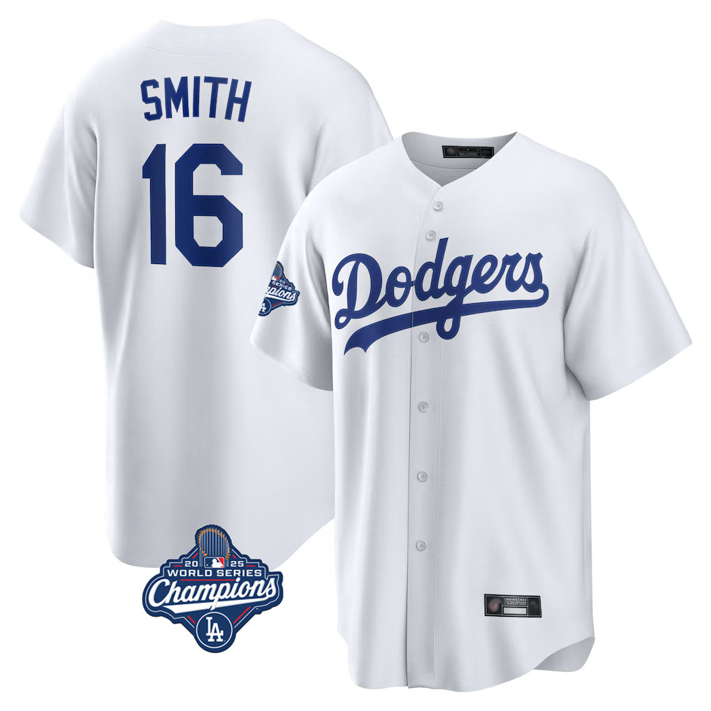 Tlead LA.Dodgers #16 Will Smith Player White World Series Meet Game Home Stitched Jerseys