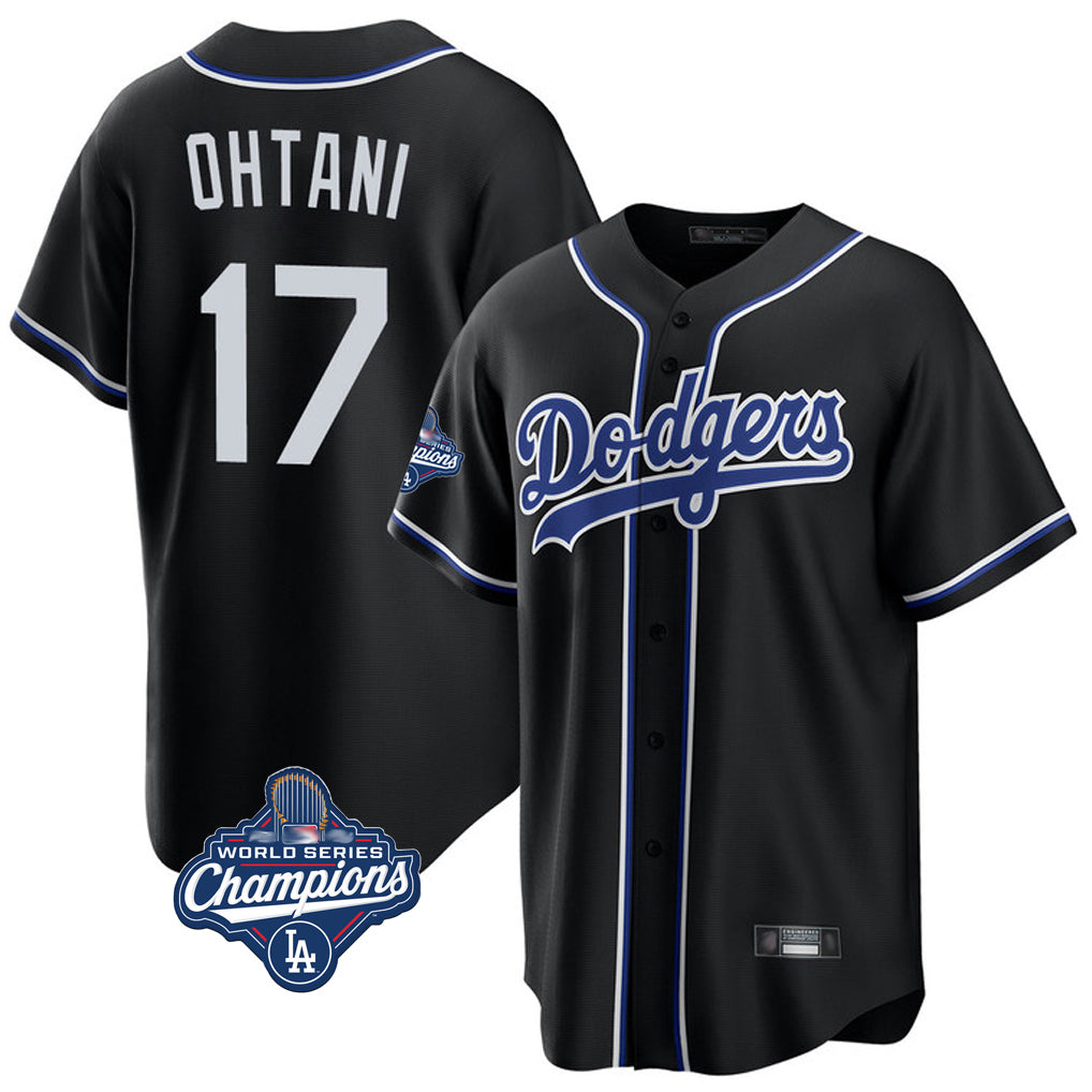 Tlead LA.Dodgers #17 Shohei Ohtani Player Black World Series Meet Carbon Limited Home Stitched Jerseys