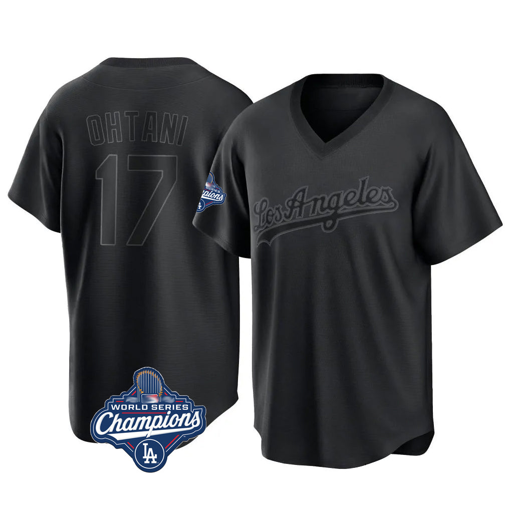 Tlead LA.Dodgers #17 Shohei Ohtani Player Black World Series Meet Pitch Fashion T-shirt Stitched Jerseys