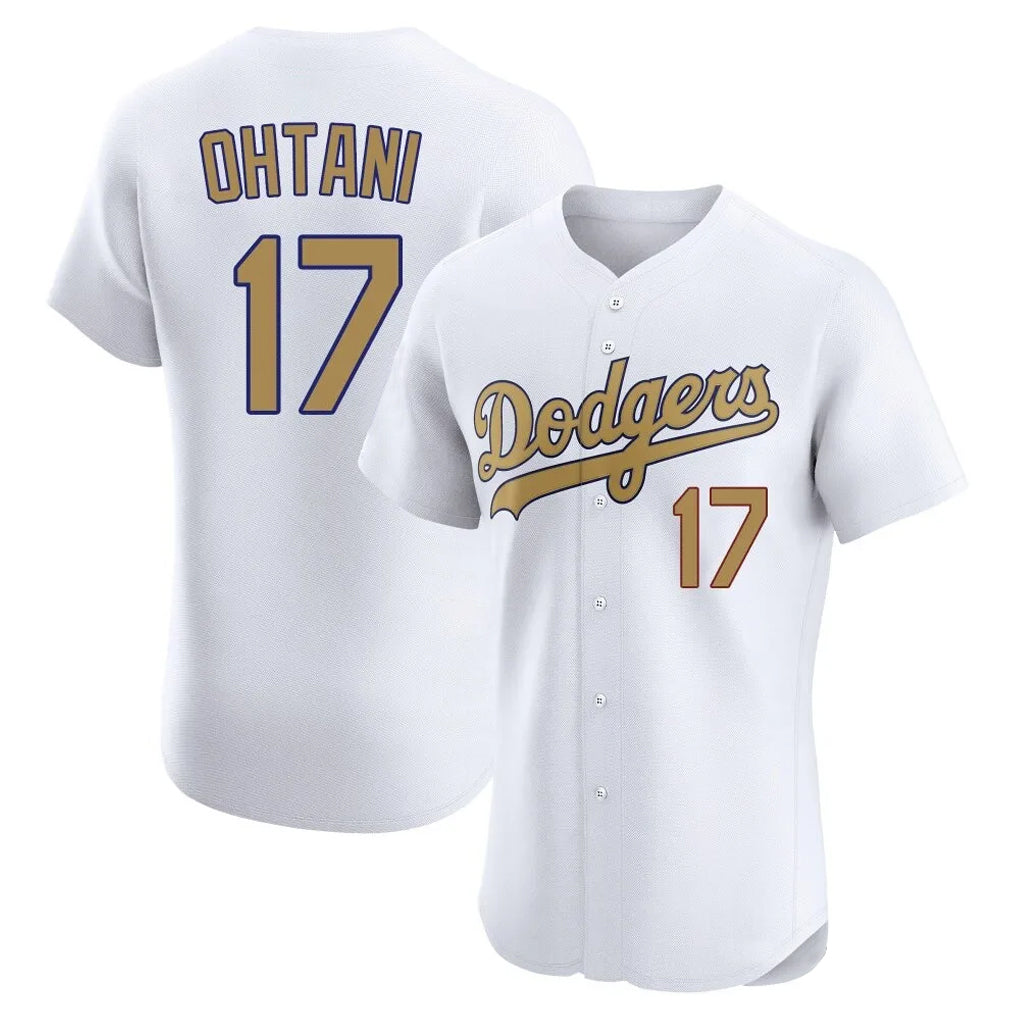 Tlead LA.Dodgers #17 Shohei Ohtani Player Gold Limited Elite Home Stitched Jerseys