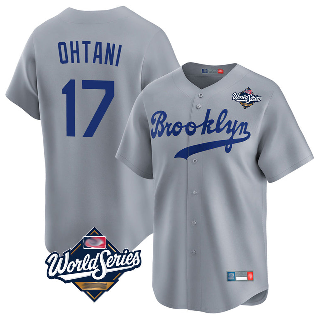 Tlead LA.Dodgers #17 Shohei Ohtani Player Gray World Series Game Limited Home Stitched Jerseys