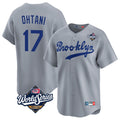 Tlead LA.Dodgers #17 Shohei Ohtani Player Gray World Series Game Limited Home Stitched Jerseys
