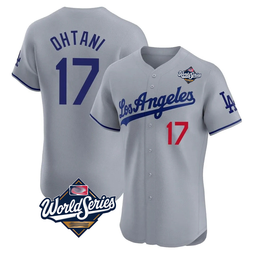 Tlead LA.Dodgers #17 Shohei Ohtani Player Gray World Series Limited Elite Home Stitched Jerseys