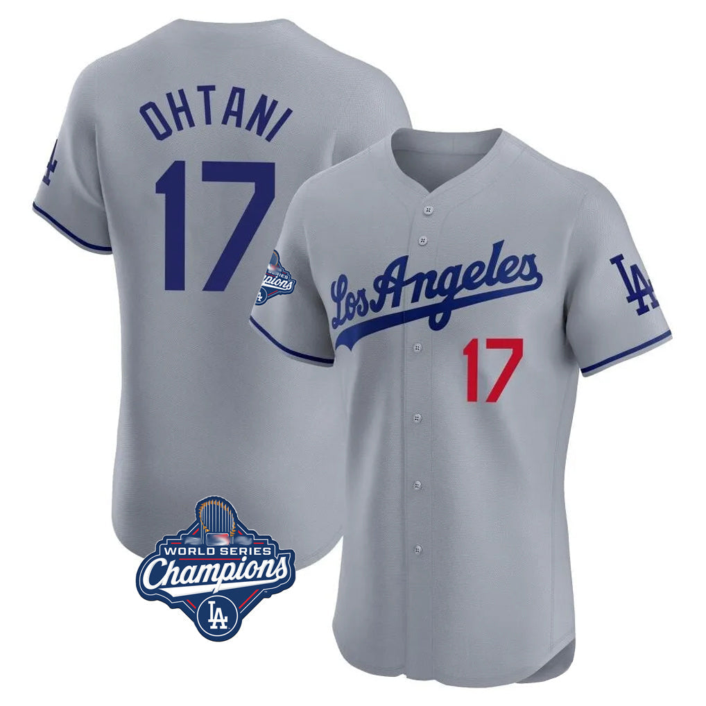 Tlead LA.Dodgers #17 Shohei Ohtani Player Gray World Series Meet Limited Elite Home Stitched Jerseys