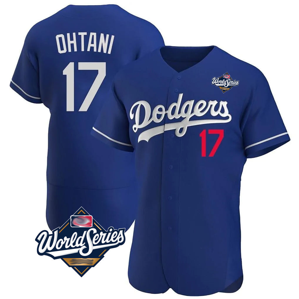 Tlead LA.Dodgers #17 Shohei Ohtani Player Royal World Series Limited Elite Home Stitched Jerseys