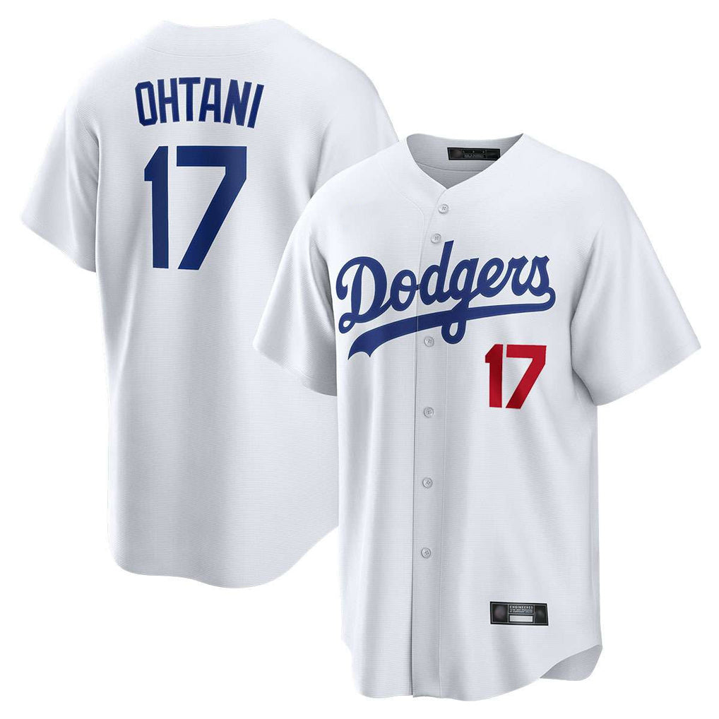 Tlead LA.Dodgers #17 Shohei Ohtani Player White Home Game Stitched Jerseys