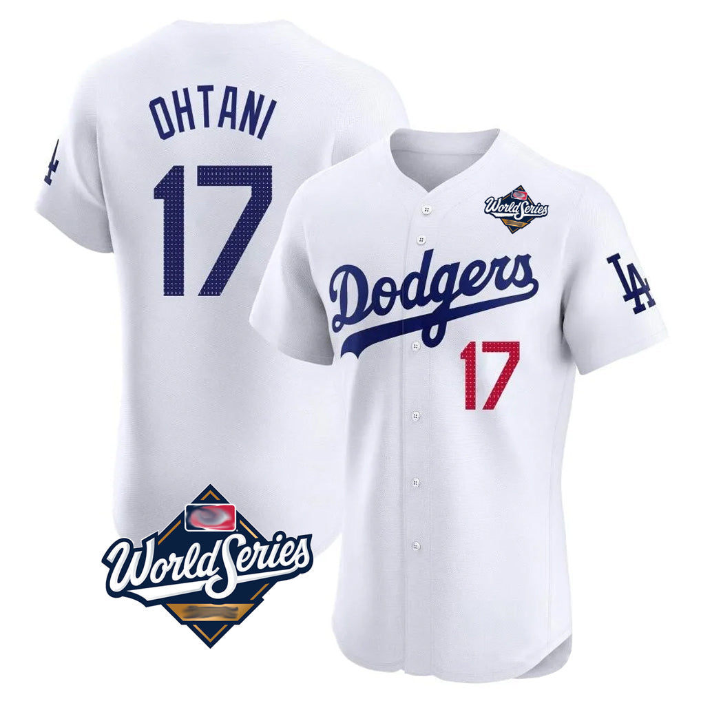 Tlead LA.Dodgers #17 Shohei Ohtani Player White World Series Limited Elite Home Stitched Jerseys