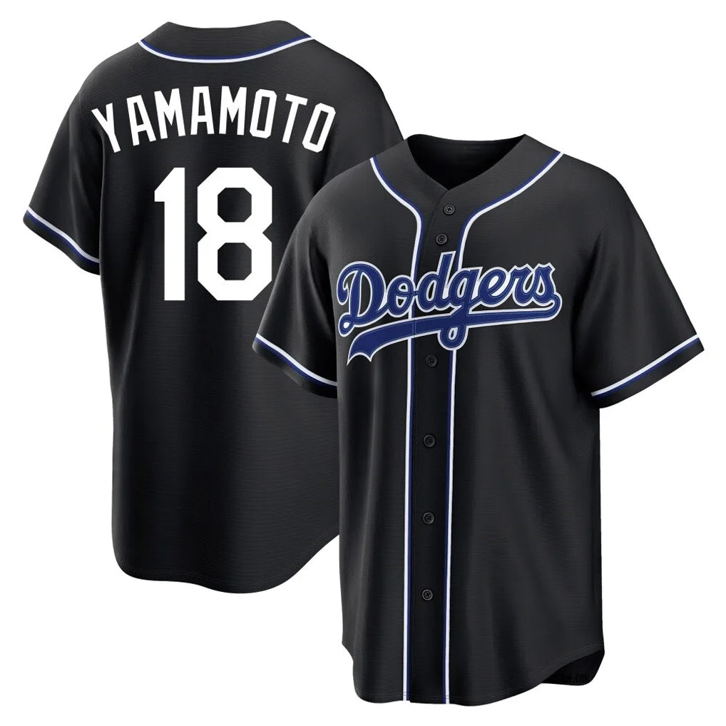 Tlead LA.Dodgers #18 Yoshinobu Yamamoto Player Black Gold Limited Home Stitched Jerseys