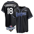 Tlead LA.Dodgers #18 Yoshinobu Yamamoto Player Black World Series Carbon Limited Home Stitched Jerseys