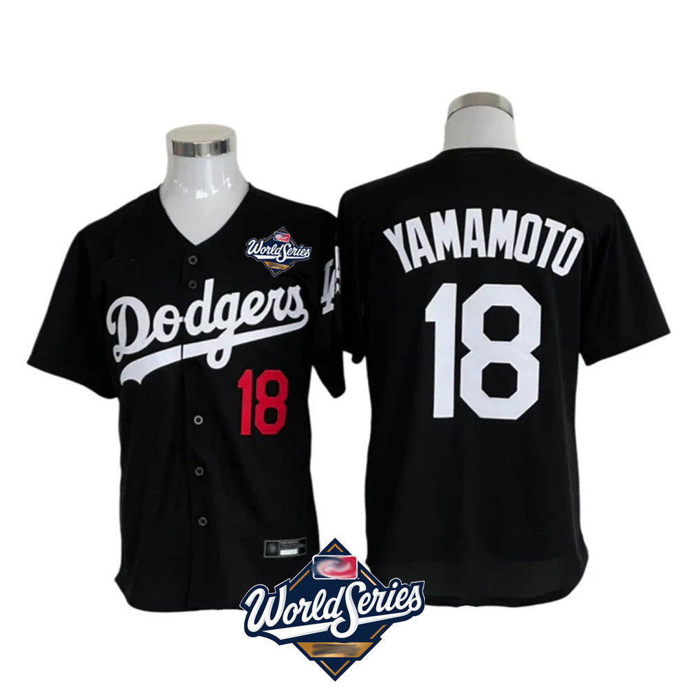 Tlead LA.Dodgers #18 Yoshinobu Yamamoto Player Black World Series Limited Home Stitched Jerseys