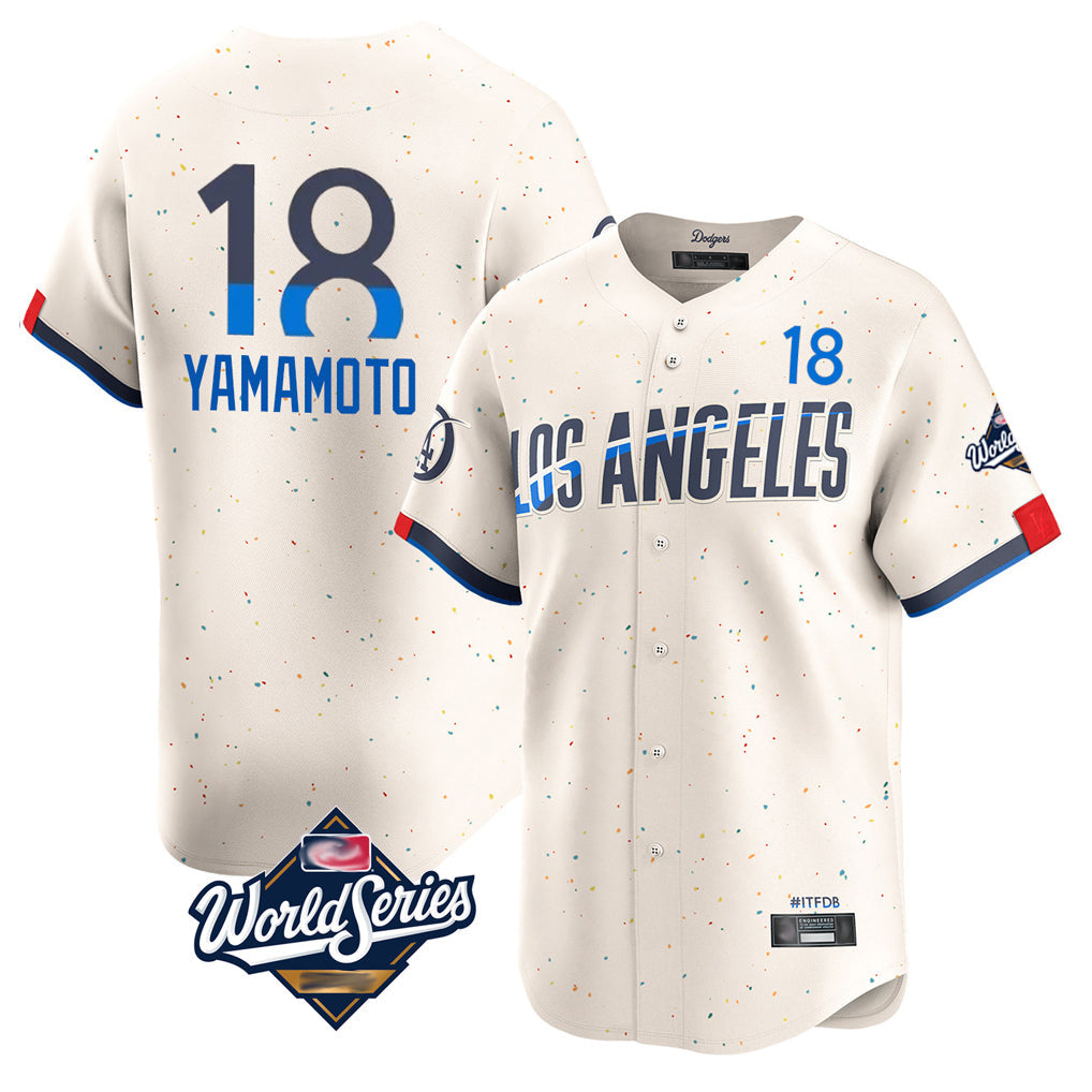 Tlead LA.Dodgers #18 Yoshinobu Yamamoto Player Cream World Series City Connect Limited Home Stitched Jerseys