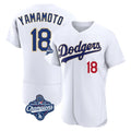 Tlead LA.Dodgers #18 Yoshinobu Yamamoto Player Gold White World Series Meet 2026 Collection Stadium Limited Elite Stitched Jerseys