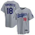 Tlead LA.Dodgers #18 Yoshinobu Yamamoto Player Gray Game Home Stitched Jerseys