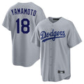 Tlead LA.Dodgers #18 Yoshinobu Yamamoto Player Gray Game Stitched Jerseys