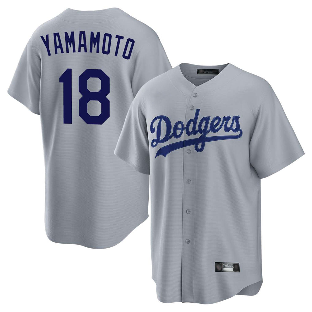 Tlead LA.Dodgers #18 Yoshinobu Yamamoto Player Gray Game Stitched Jerseys