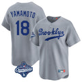 Tlead LA.Dodgers #18 Yoshinobu Yamamoto Player Gray World Series Meet Game Limited Home Stitched Jerseys
