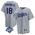 Tlead LA.Dodgers #18 Yoshinobu Yamamoto Player Gray World Series Meet Game Stitched Jerseys