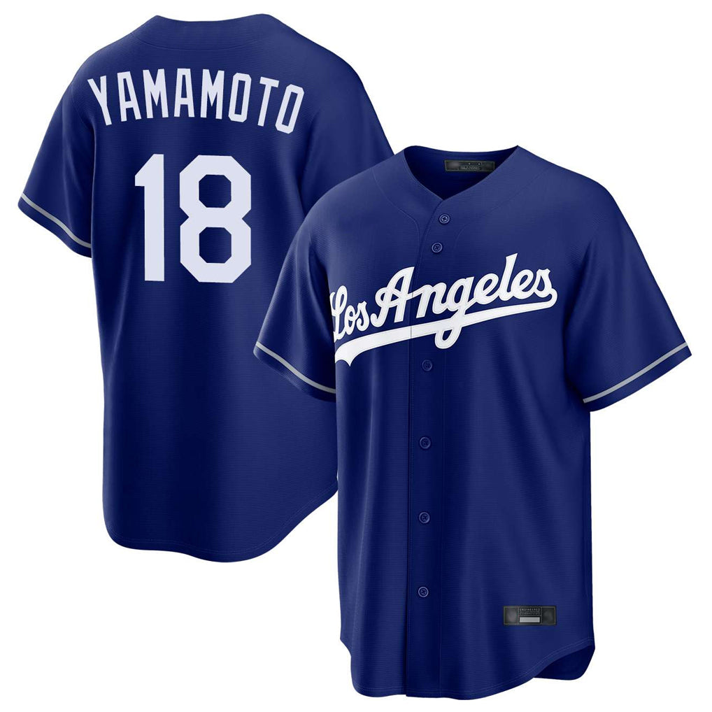 Tlead LA.Dodgers #18 Yoshinobu Yamamoto Player Royal Game Stitched Jerseys