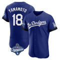 Tlead LA.Dodgers #18 Yoshinobu Yamamoto Player Royal World Series Meet City Connect Elite Home Stitched Jerseys