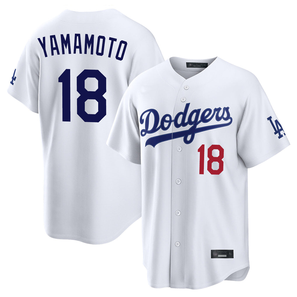 Tlead LA.Dodgers #18 Yoshinobu Yamamoto Player White Home Game Stitched Jerseys