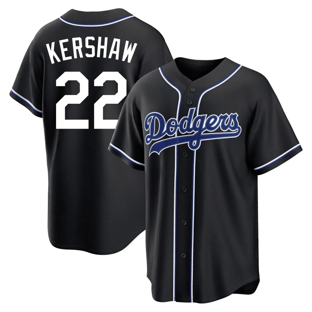 Tlead LA.Dodgers #22 Clayton Kershaw Player Black Carbon Limited Home Stitched Jerseys