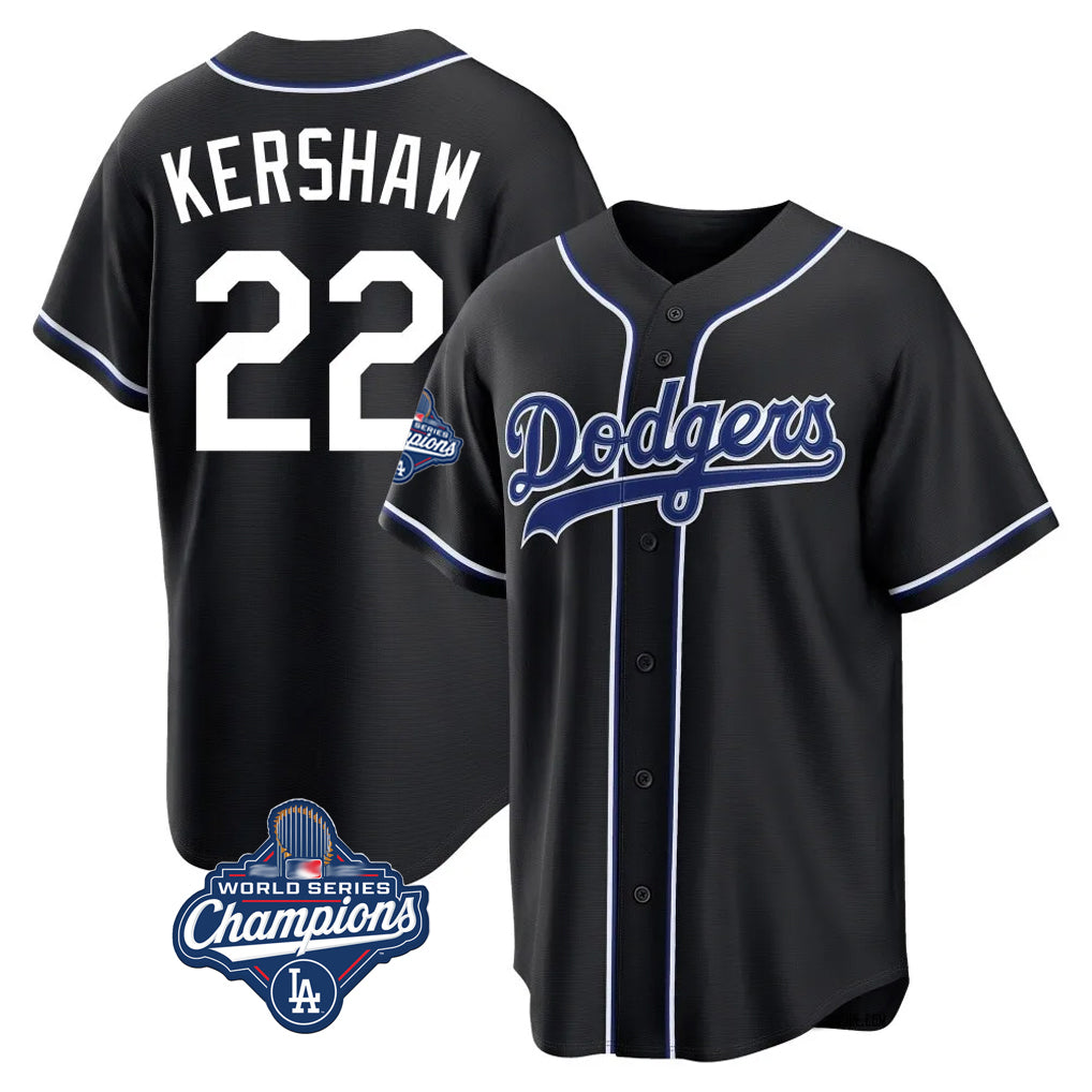Tlead LA.Dodgers #22 Clayton Kershaw Player Black World Series Meet Carbon Limited Home Stitched Jerseys