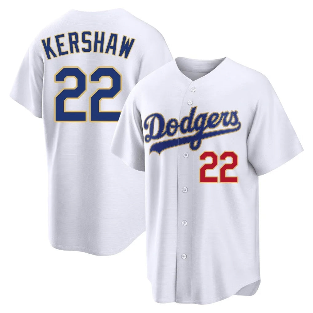 Tlead LA.Dodgers #22 Clayton Kershaw Player Gold White 2026 Collection Stadium Limited Stitched Jerseys