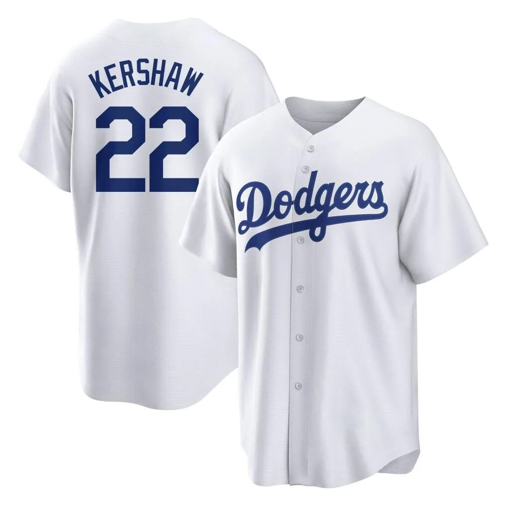 Tlead LA.Dodgers #22 Clayton Kershaw Player White Game Home Stitched Jerseys