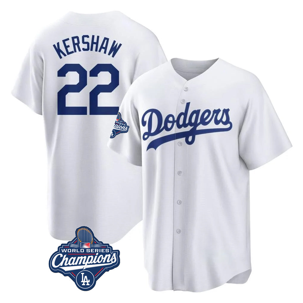 Tlead LA.Dodgers #22 Clayton Kershaw Player White World Series Meet Game Home Stitched Jerseys