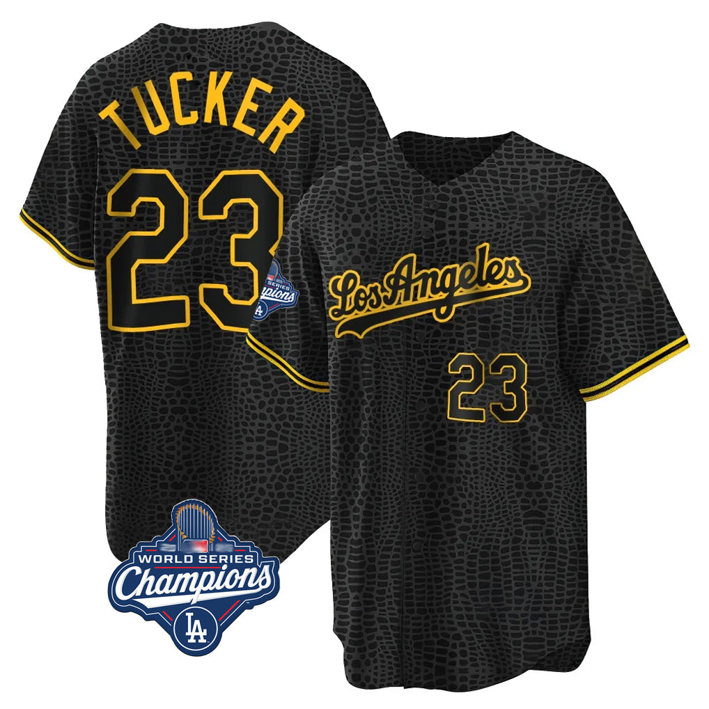 Tlead LA.Dodgers #23 Kyle Tucker Player Black Gold World Series Meet Limited Home Stitched Jerseys