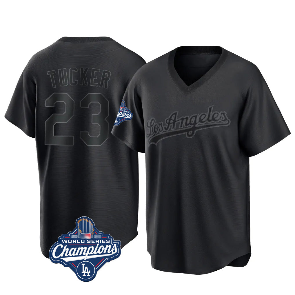 Tlead LA.Dodgers #23 Kyle Tucker Player Black World Series Meet Pitch Fashion T-shirt Stitched Jerseys